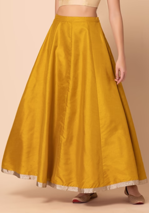 Mustard Yellow Kalidar Lehenga Skirt