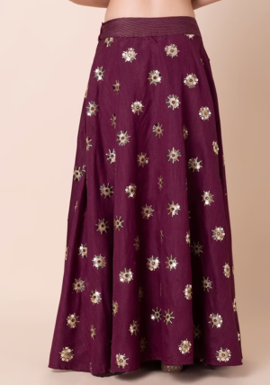 Purple Sequin Boota Embroidered Lehenga Skirt
