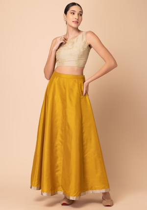Mustard Yellow Kalidar Lehenga Skirt